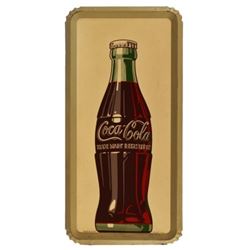 Coca-Cola Bottle Tan Tin Sign