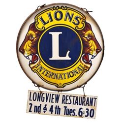 Lions Club Double Sided Hanging Porcelain Sign