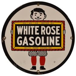 White Rose Gas Porcelain Pump Sign