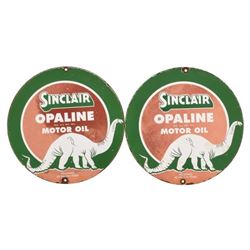 Sinclair Opaline Round Porcelain Signs (2)
