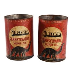 Sinclair Black Dinosaur 5 Quart Oil Cans (2)