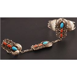 Navajo Turquoise And Silver Ring-Bracelet Combo