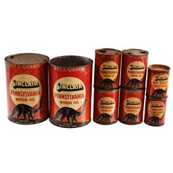 Collection of Sinclair Black Dinosaur Oil Cans (8)