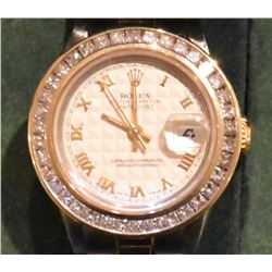 18kt Gold and Stainless Steel Diamond Rolex Watch