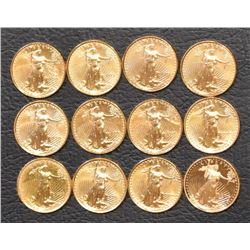 Liberty 1/10 Oz Fine Gold Eagle Coins (12)