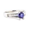 Image 1 : 1.28 ctw Sapphire And Diamond Ring - 14KT White Gold