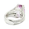 Image 3 : 7.74 ctw Rectangular Cushion Brilliant Pink Topaz And Diamond Ring - 18KT White