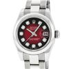 Image 1 : Rolex Ladies Stainless Steel Red Vignette Diamond Quickset Datejust Wristwatch W
