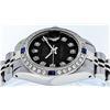 Image 4 : Rolex Ladies Stainless Steel Black Diamond & Sapphire Datejust Wristwatch