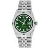 Image 2 : Rolex Mens Stainless Steel Green Diamond Lugs & Emerald Datejust Wristwatch