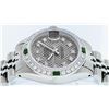 Image 3 : Rolex Ladies Stainless Steel Slate Grey Stamp Diamond & Emerald Datejust Wristwa