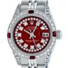 Image 2 : Rolex Ladies Stainless Steel 26MM Red Diamond Lugs Datejust Wristwatch
