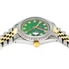 Image 3 : Rolex Mens 2 Tone Green Vignette String Diamond 36MM Datejust Wristwatch