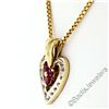 Image 5 : 14kt Yellow Gold 0.51 ctw Round Ruby and Diamond Open Heart Pendant Necklace