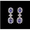 Image 1 : 2.35 ctw Tanzanite and Diamond Earrings - 14KT White Gold
