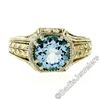 Image 1 : Art Deco 14kt Yellow Gold 1.45 ctw Round Aquamarine Solitaire Ring