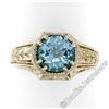 Image 3 : Art Deco 14kt Yellow Gold 1.45 ctw Round Aquamarine Solitaire Ring