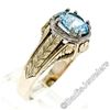 Image 5 : Art Deco 14kt Yellow Gold 1.45 ctw Round Aquamarine Solitaire Ring