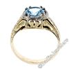 Image 6 : Art Deco 14kt Yellow Gold 1.45 ctw Round Aquamarine Solitaire Ring