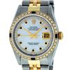 Image 2 : Rolex Mens 2 Tone 14K Mother Of Pearl Diamond & Sapphire Datejust Wristwatch