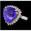Image 1 : 18.40 ctw Tanzanite and Diamond Ring - 14KT White Gold