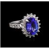 Image 1 : 3.94 ctw Tanzanite and Diamond Ring - 14KT White Gold