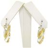 Image 6 : Italian 18K Two Tone Gold 27mm Textured Twisted Drill Bit Pattern Hoop Earrings