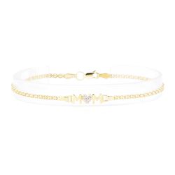 0.01 ctw Diamond "Mom" Motif Bracelet - 10KT Yellow Gold
