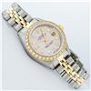 Image 3 : Rolex Ladies 2 Tone Yellow Gold 18K Gold Bezel Pink MOP Baguette Diamond Datejus
