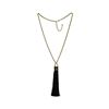 Image 1 : Silk Tassel Square Pendant Necklace - Gold Plated