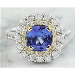 2.71 CTW Tanzanite 14K Two Tone Gold Diamond Ring