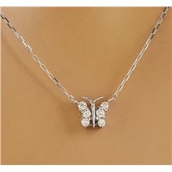 0.20 CTW Diamond 18K White Gold Butterfly Necklace