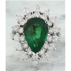 5.20 CTW Emerald 14K White Gold Diamond Ring