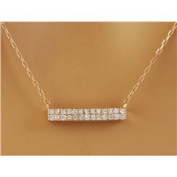 0.40 CTW Diamond 18K Rose Gold Double Bar Necklace