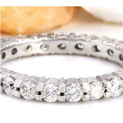 1.70 CTW Natural Diamond 18K Solid White Gold Ring