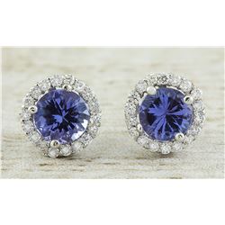 2.40 CTW Tanzanite 14K White Gold Diamond Earrings