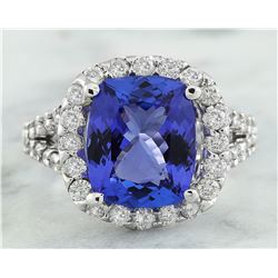 5.09 CTW Tanzanite 18K White Gold Diamond Ring