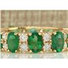 Image 1 : 5.71 CTW Natural Emerald And Diamond Ring In 14K Yellow Gold