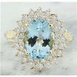 6.10 CTW Aquamarine 14K Yellow Gold Diamond Ring