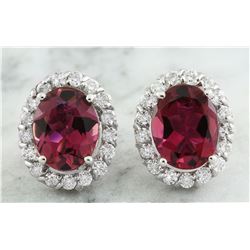 4.05 CTW Tourmaline 14K White Gold Diamond Errings