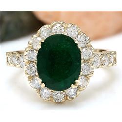2.86 CTW Natural Emerald 18K Solid Yellow Gold Diamond Ring