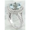 Image 3 : 5.55 CTW Aquamarine 14K White Gold Diamond Ring