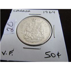 1964 CANADA SILVER FIFTY CENT COIN
