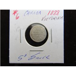 1888 CANADA VICTORIAN SILVER FIVE CENT COIN