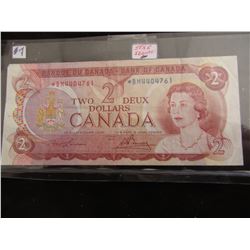 1974 MULTI COLORED $2 BILL (SCARCE STAR SERIAL NUMBER)