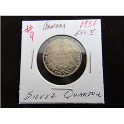 1931 CANADA KING GEORGE V SILVER QUARTER