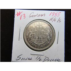 1955 CANADA SILVER HALF DOLLAR (NO SHOULDER STRAP)