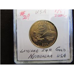 1867 - 2006 NEBRASKA LAYERED 24 KT GOLD USA PROOF JEFFERSON QUARTER