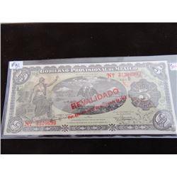 1914 BANK OF MEXICO 5 PESO UNCIRCULATED BANK NOTE