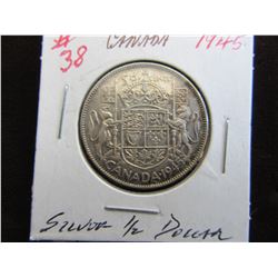 1945 CANADA SILVER HALF DOLLAR